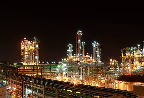 Night scene of chemical plant , "Maptaphut industrial" , Eastern of Thailand