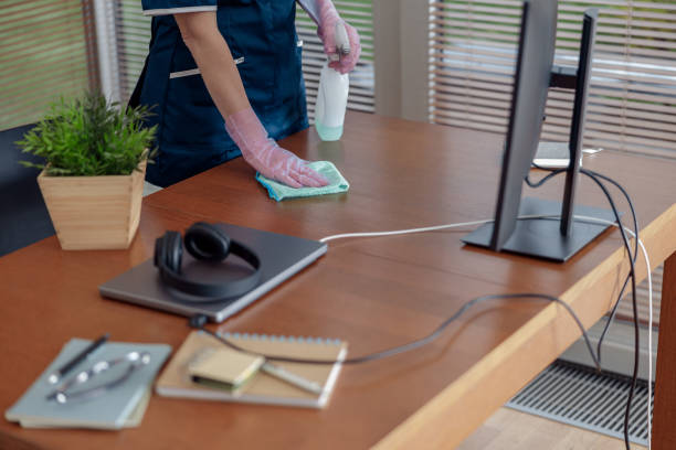 Made wiping dust off furniture. General or regular cleanup in room. High quality photo