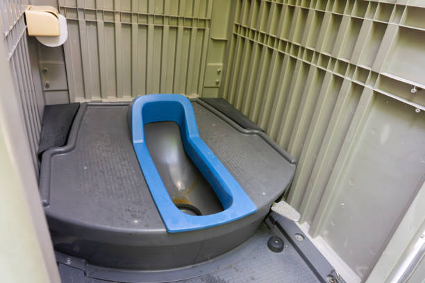 Scenery with temporary toilets installed outdoors